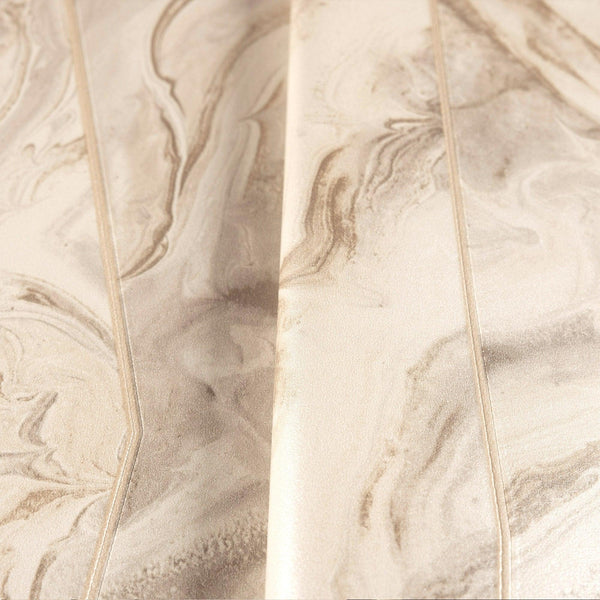 Luxury Cream Marble Striped Wallpaper, Modern Non-Woven Wall Covering, 41.7"W x 398"H, Washable Removable for Living Room Bed