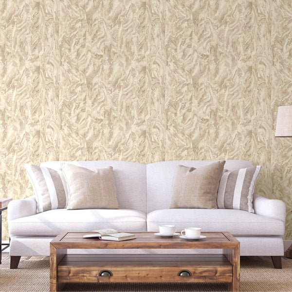 Luxury Cream Marble Striped Wallpaper, Modern Non-Woven Wall Covering, 41.7"W x 398"H, Washable Removable for Living Room Bed