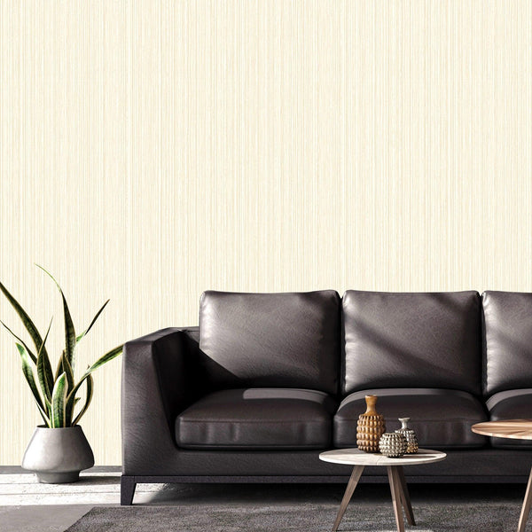 Luxury Cream Striped Stripe Textured Wallpaper, Scandinavian Non-Woven Wall Covering, 41.7"W x 614"H, Washable Removable for 