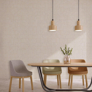 Luxury Cream Geometric Textured Wallpaper, Contemporary Non-Woven Wall Covering, 41.7"W x 614"H, Washable Removable for Livin