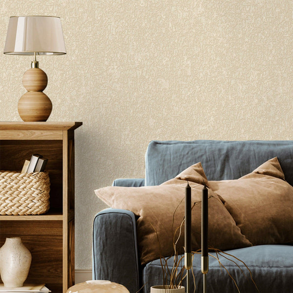 Luxury Cream Abstract Textured Wallpaper, Country Non-Woven Wall Covering, 41.7"W x 398"H, Washable Removable for Living Room