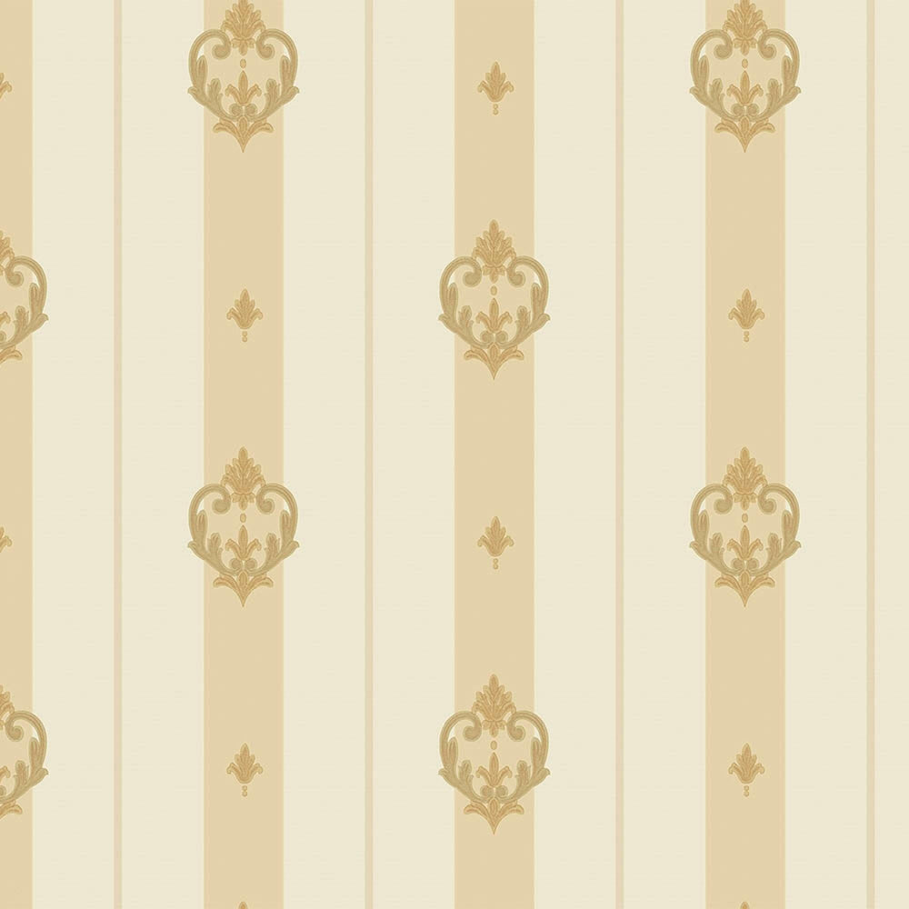 Luxury Cream Damask Striped Wallpaper, Glam Non-Woven Wall Covering, 41.7"W x 398"H, Washable Removable for Living Room Bedro