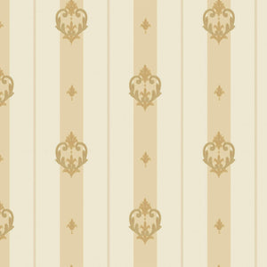 Luxury Cream Damask Striped Wallpaper, Glam Non-Woven Wall Covering, 41.7"W x 398"H, Washable Removable for Living Room Bedro
