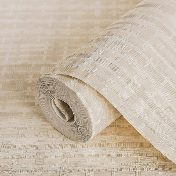 Luxury Cream Striped Stripe 3D Embossed Wallpaper, Farmhouse Non-Woven Wall Covering, 41.7"W x 614"H, Washable Removable for 