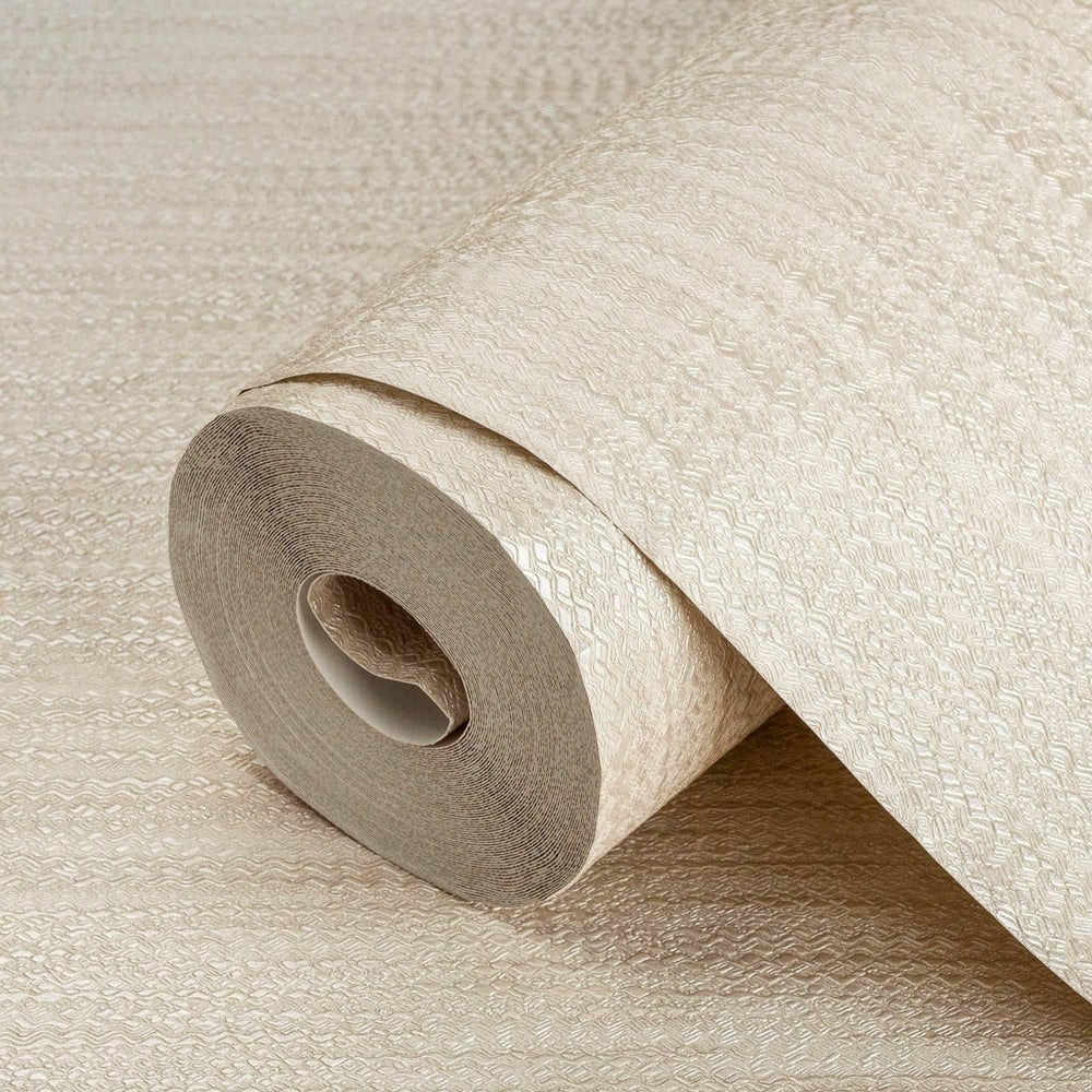 Luxury Cream Striped Stripe 3D Embossed Wallpaper, Coastal Non-Woven Wall Covering, 41.7"W x 614"H, Washable Removable for Li