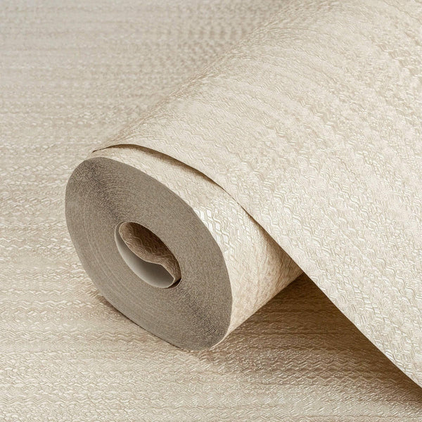 Luxury Cream Striped Stripe 3D Embossed Wallpaper, Coastal Non-Woven Wall Covering, 41.7"W x 614"H, Washable Removable for Li