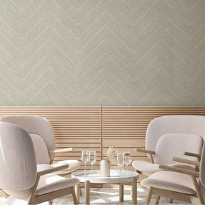 Luxury Cream Chevron Geometric Wallpaper, Premium Non-Woven Wall Covering, 41.7"W x 398"H, Washable Removable for Living Room