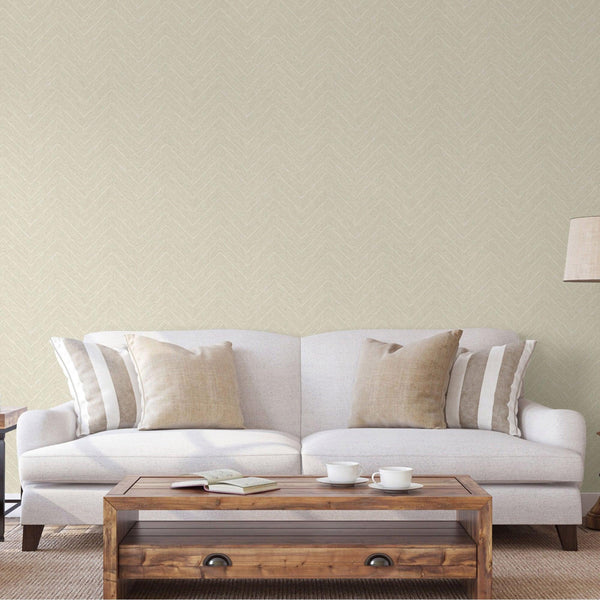 Luxury Cream Chevron Geometric Wallpaper, Premium Non-Woven Wall Covering, 41.7"W x 398"H, Washable Removable for Living Room