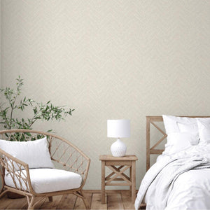 Luxury Cream Chevron Geometric Wallpaper, Premium Non-Woven Wall Covering, 41.7"W x 398"H, Washable Removable for Living Room