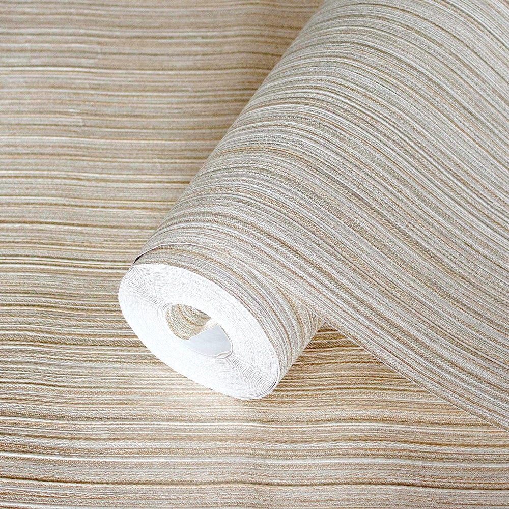 Luxury Cream Striped Stripe 3D Embossed Wallpaper, Premium Non-Woven Wall Covering, 41.7"W x 398"H, Washable Removable for Li