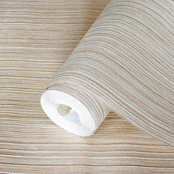 Luxury Cream Striped Stripe 3D Embossed Wallpaper, Premium Non-Woven Wall Covering, 41.7"W x 398"H, Washable Removable for Li