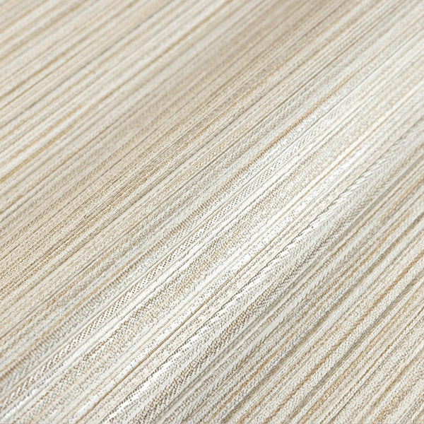 Luxury Cream Striped Stripe 3D Embossed Wallpaper, Premium Non-Woven Wall Covering, 41.7"W x 398"H, Washable Removable for Li