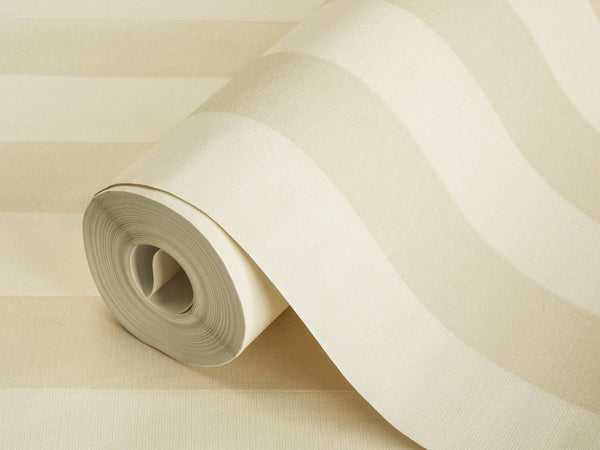 Luxury Cream Striped Stripe Textured Wallpaper, Premium Non-Woven Wall Covering, 41.7"W x 614"H, Washable Removable for Livin
