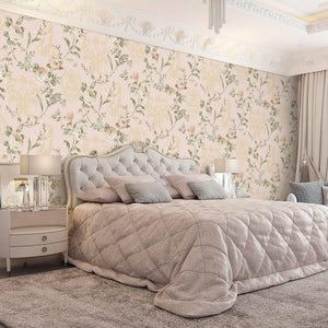 Luxury Cream Floral Embossed 3D Embossed Wallpaper, Mediterranean Non-Woven Wall Covering, 41.7"W x 398"H, Washable Removable