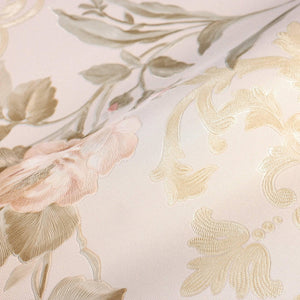 Luxury Cream Floral Embossed 3D Embossed Wallpaper, Mediterranean Non-Woven Wall Covering, 41.7"W x 398"H, Washable Removable