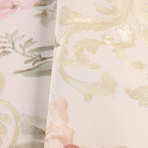 Luxury Cream Floral Embossed 3D Embossed Wallpaper, Mediterranean Non-Woven Wall Covering, 41.7"W x 398"H, Washable Removable
