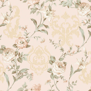 Luxury Cream Floral Embossed 3D Embossed Wallpaper, Mediterranean Non-Woven Wall Covering, 41.7"W x 398"H, Washable Removable