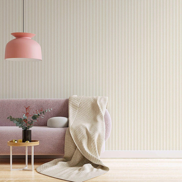 Luxury Cream Chevron Embossed 3D Embossed Wallpaper, Contemporary Non-Woven Wall Covering, 41.7"W x 614"H, Washable Removable
