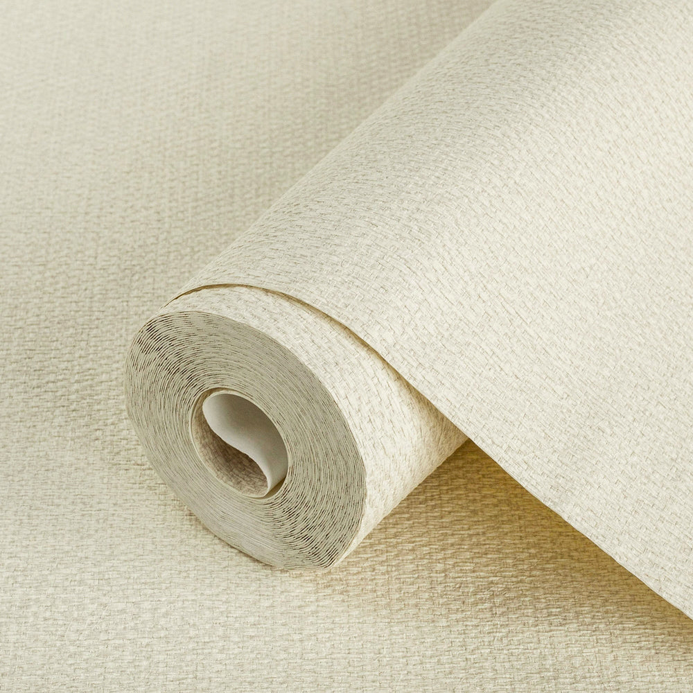 Luxury Cream Fabric Textured Wallpaper, Farmhouse Non-Woven Wall Covering, 41.7"W x 398"H, Washable Removable for Living Room