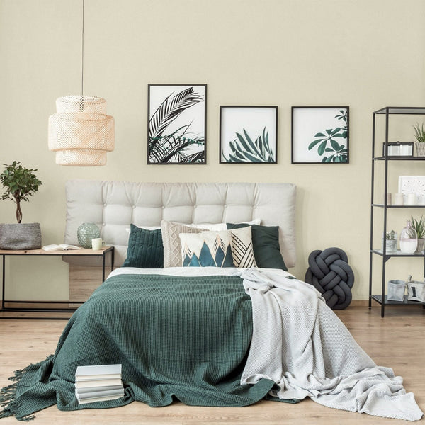 Luxury Cream Fabric Textured Wallpaper, Farmhouse Non-Woven Wall Covering, 41.7"W x 398"H, Washable Removable for Living Room