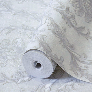 Luxury Gray Damask Embossed 3D Embossed Wallpaper, Traditional Non-Woven Wall Covering, 41.7"W x 398"H, Washable Removable fo