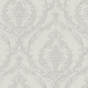 Luxury Gray Damask Embossed 3D Embossed Wallpaper, Traditional Non-Woven Wall Covering, 41.7"W x 398"H, Washable Removable fo