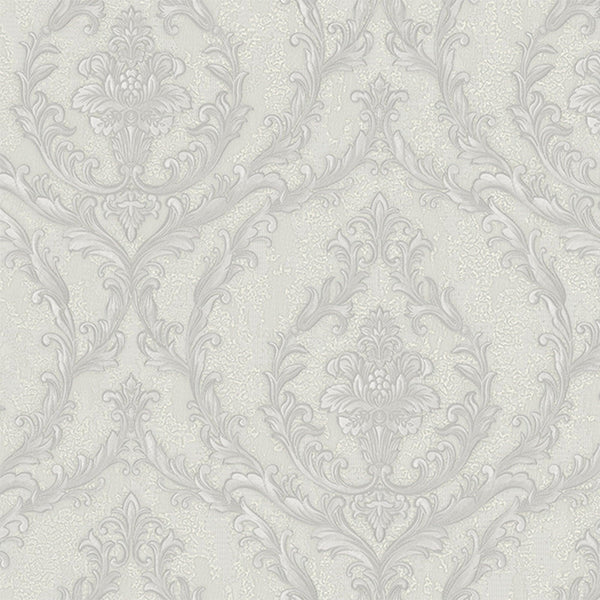 Luxury Gray Damask Embossed 3D Embossed Wallpaper, Traditional Non-Woven Wall Covering, 41.7"W x 398"H, Washable Removable fo