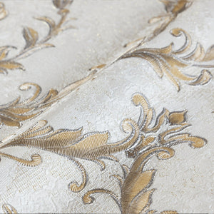 Luxury White Damask Embossed 3D Embossed Wallpaper, Victorian Non-Woven Wall Covering, 41.7"W x 398"H, Washable Removable for