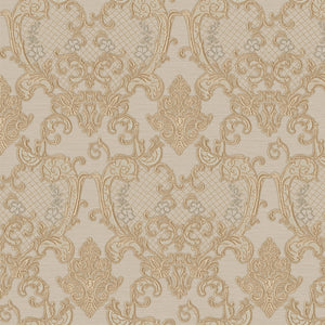 Luxury Beige Damask Embossed 3D Embossed Wallpaper, Glam Non-Woven Wall Covering, 41.7"W x 398"H, Washable Removable for Livi