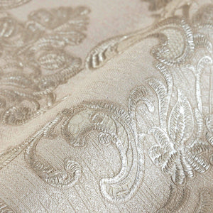Luxury Cream Damask Embossed 3D Embossed Wallpaper, Traditional Non-Woven Wall Covering, 41.7"W x 398"H, Washable Removable f