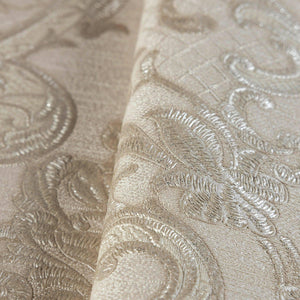 Luxury Cream Damask Embossed 3D Embossed Wallpaper, Traditional Non-Woven Wall Covering, 41.7"W x 398"H, Washable Removable f