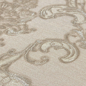 Luxury Cream Damask Embossed 3D Embossed Wallpaper, Traditional Non-Woven Wall Covering, 41.7"W x 398"H, Washable Removable f