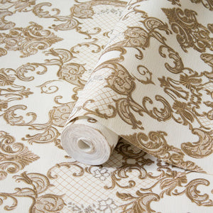 Luxury Gold Damask Embossed 3D Embossed Wallpaper, Glam Non-Woven Wall Covering, 41.7"W x 398"H, Washable Removable for Livin