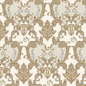 Luxury Gold Damask Embossed 3D Embossed Wallpaper, Glam Non-Woven Wall Covering, 41.7"W x 398"H, Washable Removable for Livin