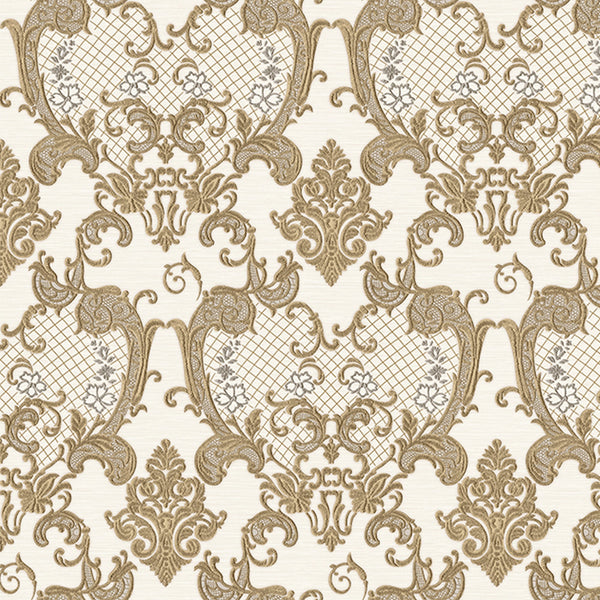 Luxury Gold Damask Embossed 3D Embossed Wallpaper, Glam Non-Woven Wall Covering, 41.7"W x 398"H, Washable Removable for Livin