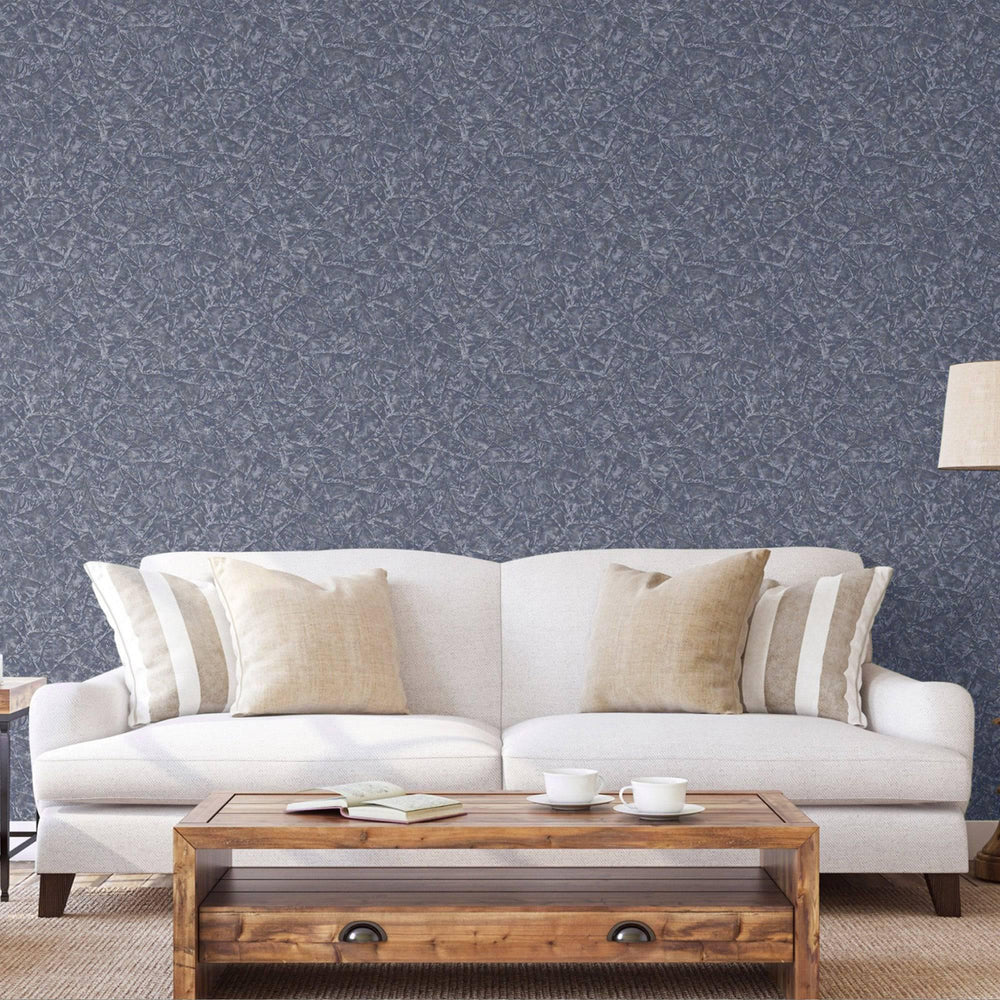 Luxury Blue Textured Embossed 3D Embossed Wallpaper, Premium Non-Woven Wall Covering, 41.7"W x 398"H, Washable Removable for 