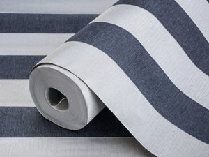 Luxury Blue Striped Stripe Textured Wallpaper, Coastal Non-Woven Wall Covering, 41.7"W x 614"H, Washable Removable for Living