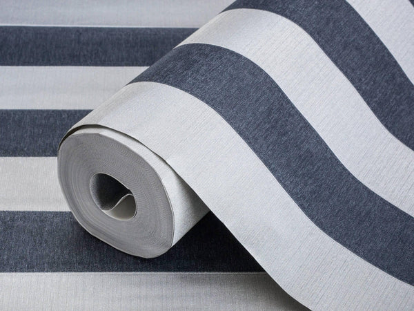 Luxury Blue Striped Stripe Textured Wallpaper, Coastal Non-Woven Wall Covering, 41.7"W x 614"H, Washable Removable for Living