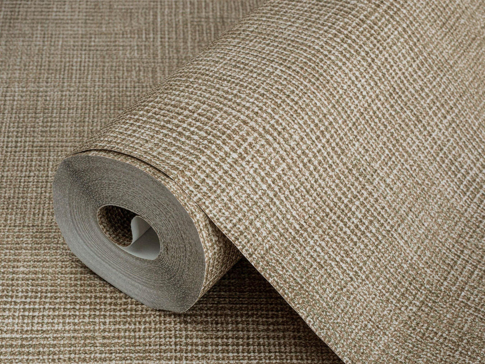 Luxury Brown Fabric Textured Wallpaper, Boho Non-Woven Wall Covering, 41.7"W x 614"H, Washable Removable for Living Room Bedr