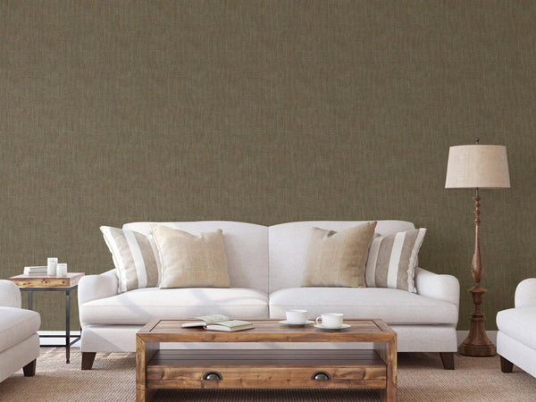 Luxury Brown Fabric Textured Wallpaper, Boho Non-Woven Wall Covering, 41.7"W x 614"H, Washable Removable for Living Room Bedr