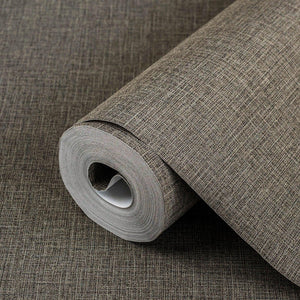 Luxury Brown Fabric Textured Wallpaper, Farmhouse Non-Woven Wall Covering, 41.7"W x 614"H, Washable Removable for Living Room