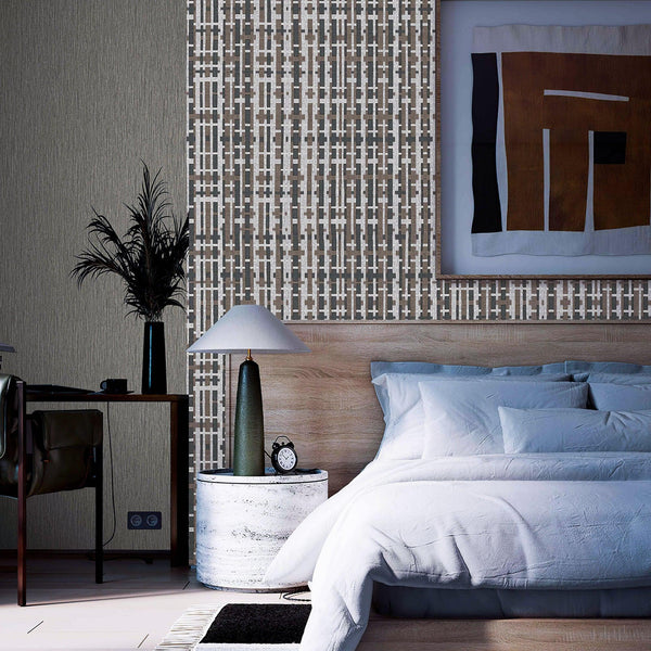 Luxury Brown Striped Stripe 3D Embossed Wallpaper, Premium Non-Woven Wall Covering, 41.7"W x 614"H, Washable Removable for Li