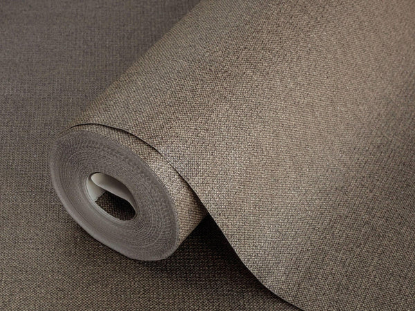 Luxury Brown Fabric Textured Wallpaper, Boho Non-Woven Wall Covering, 41.7"W x 614"H, Washable Removable for Living Room Bedr