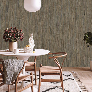 Luxury Brown Abstract Striped Textured Wallpaper, Boho Non-Woven Wall Covering, 41.7"W x 614"H, Washable Removable for Living