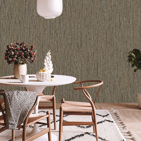 Luxury Brown Abstract Striped Textured Wallpaper, Boho Non-Woven Wall Covering, 41.7"W x 614"H, Washable Removable for Living