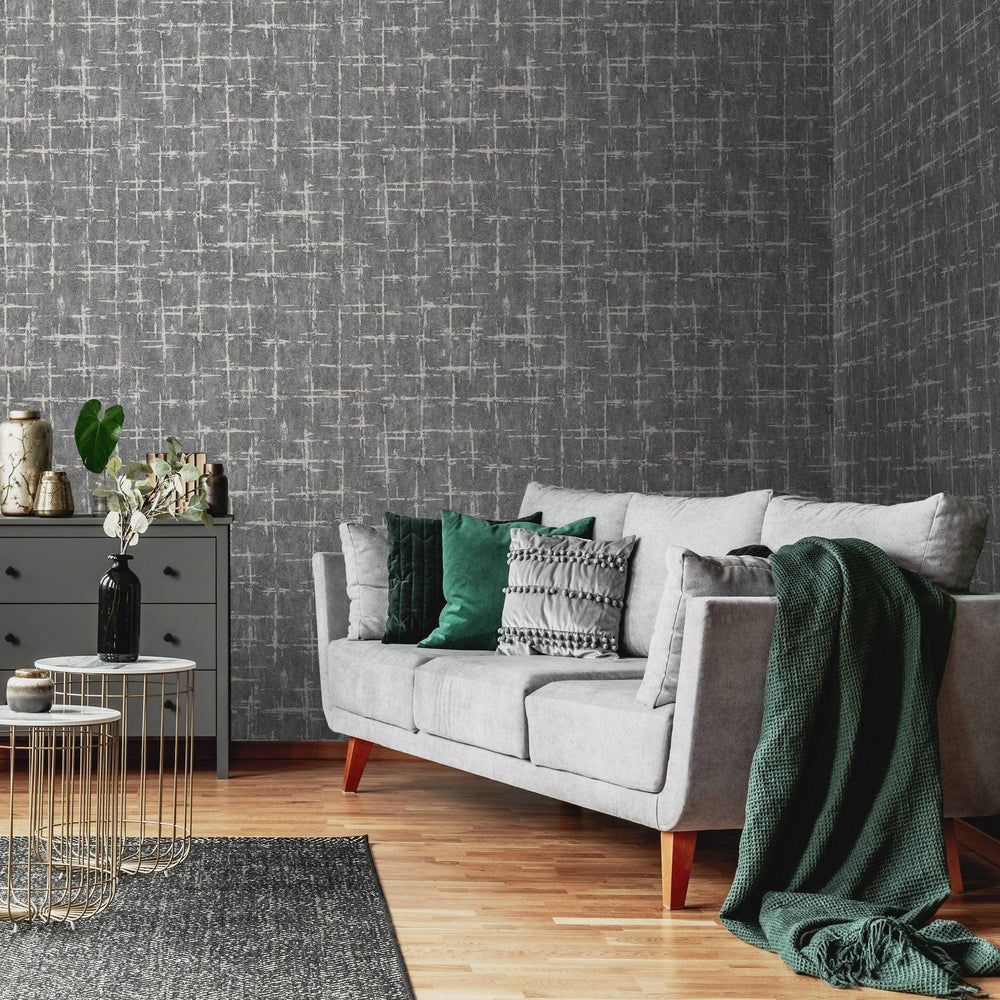 Luxury Metallic Abstract Geometric 3D Embossed Wallpaper, Rustic Non-Woven Wall Covering, 41.7"W x 398"H, Washable Removable 