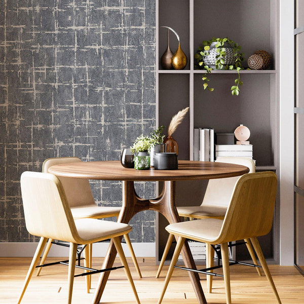 Luxury Metallic Abstract Geometric 3D Embossed Wallpaper, Rustic Non-Woven Wall Covering, 41.7"W x 398"H, Washable Removable 