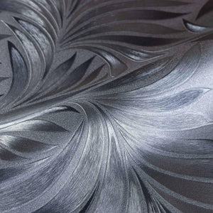 Luxury Blue Leaves Embossed 3D Embossed Wallpaper, Contemporary Non-Woven Wall Covering, 41.7"W x 398"H, Washable Removable f