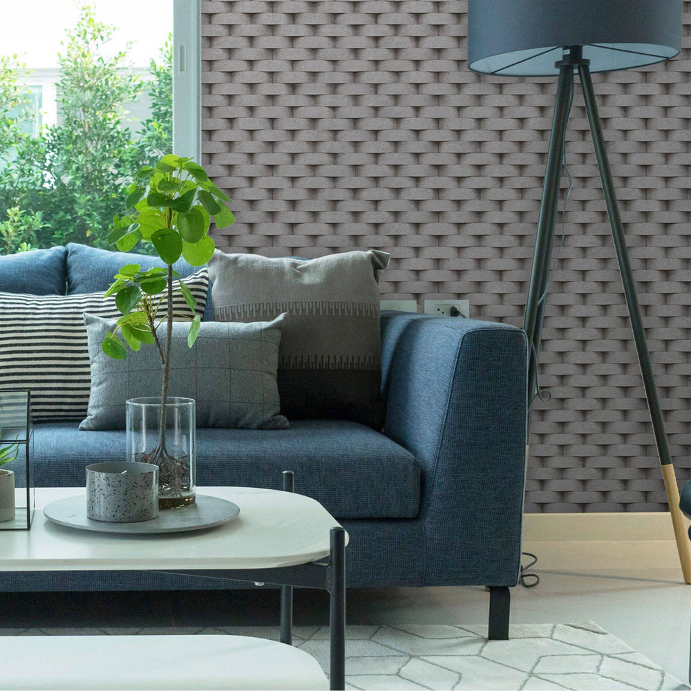 Luxury Gray Geometric Textured Wallpaper, Premium Non-Woven Wall Covering, 41.7"W x 398"H, Washable Removable for Living Room