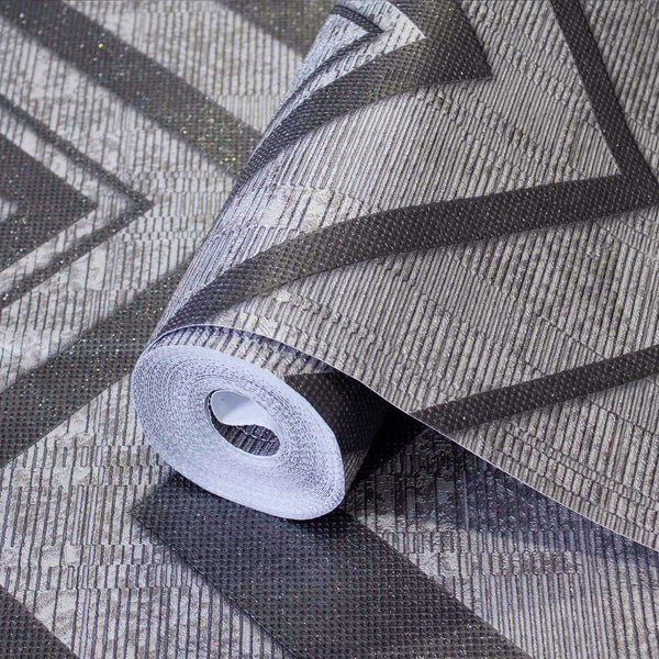 Luxury Gray Chevron Textured 3D Embossed Wallpaper, Contemporary Non-Woven Wall Covering, 41.7"W x 398"H, Washable Removable 